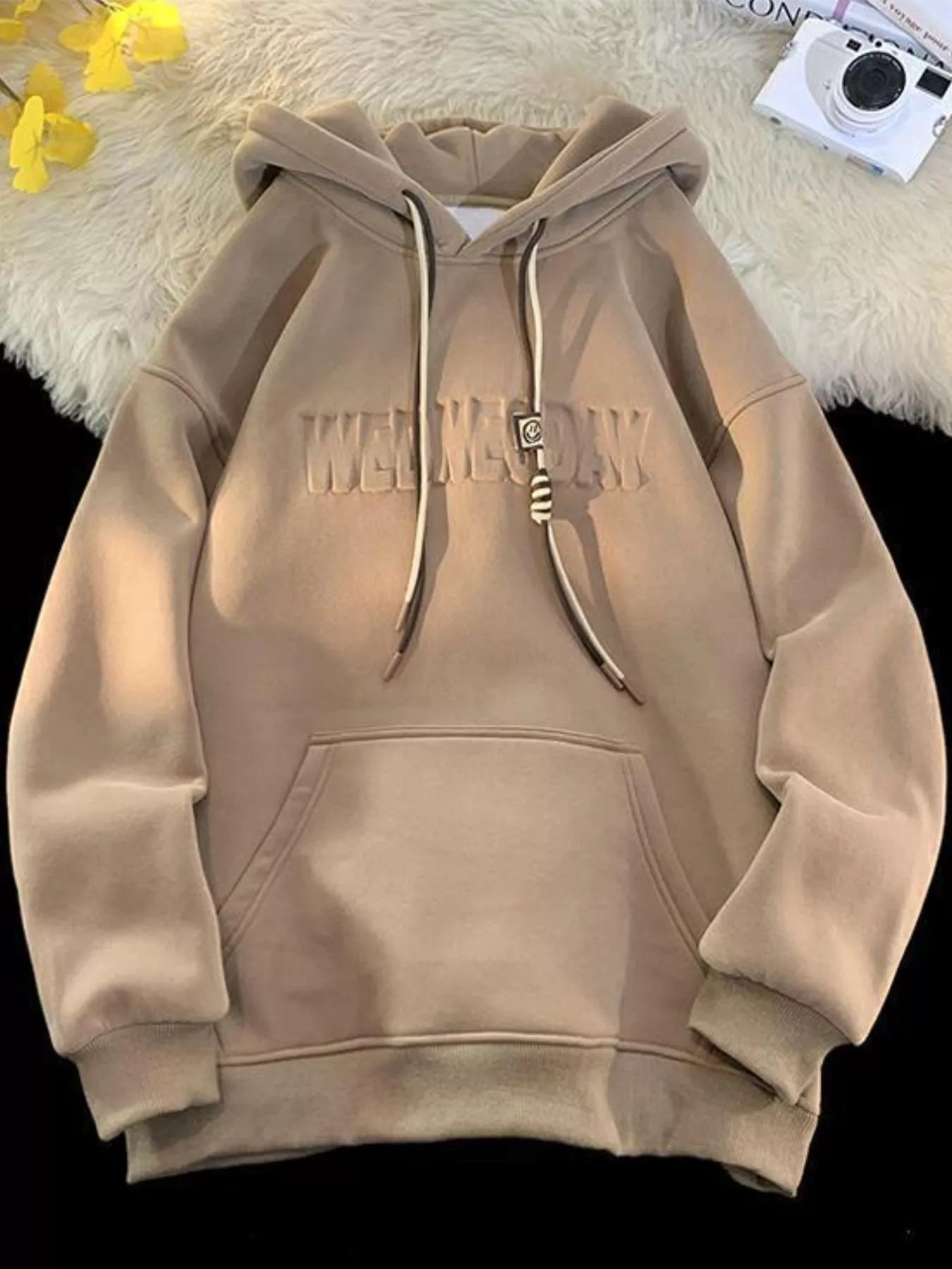 Men's Plus Size Letter Drawstring Long Sleeve Hoodie