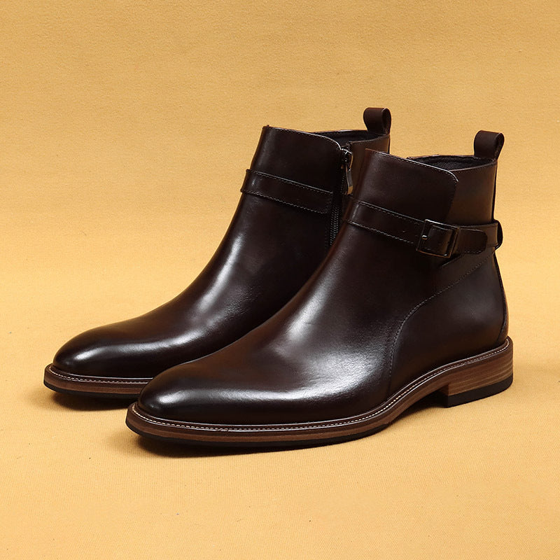 Business Formal Ankle Boots With Genuine Leather Lining