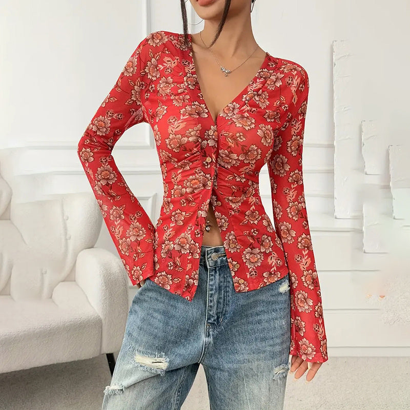 Women's Button-Down Floral Shirts