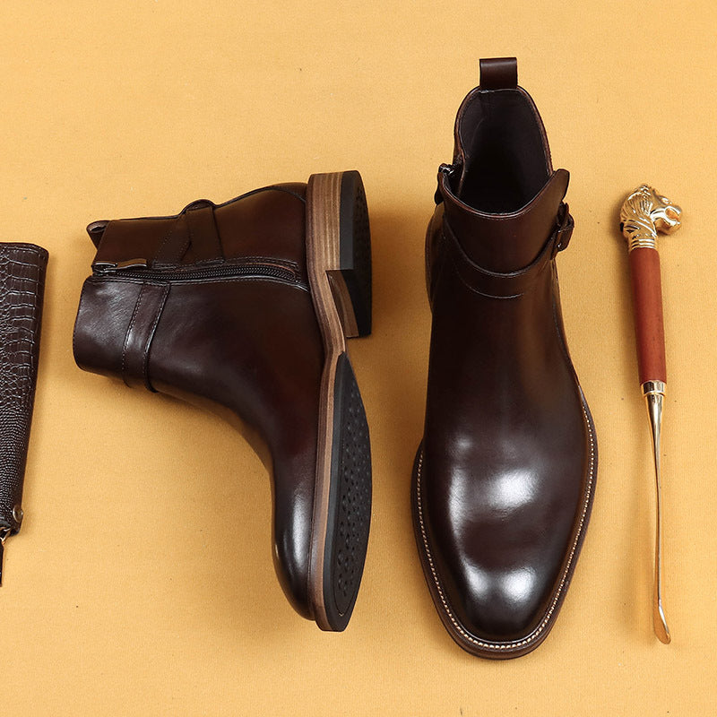Business Formal Ankle Boots With Genuine Leather Lining