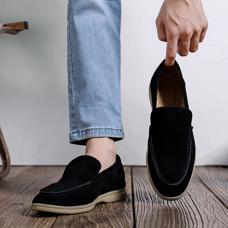 Autumn New Shallow Mouth Loafers Men Suede Slip-on