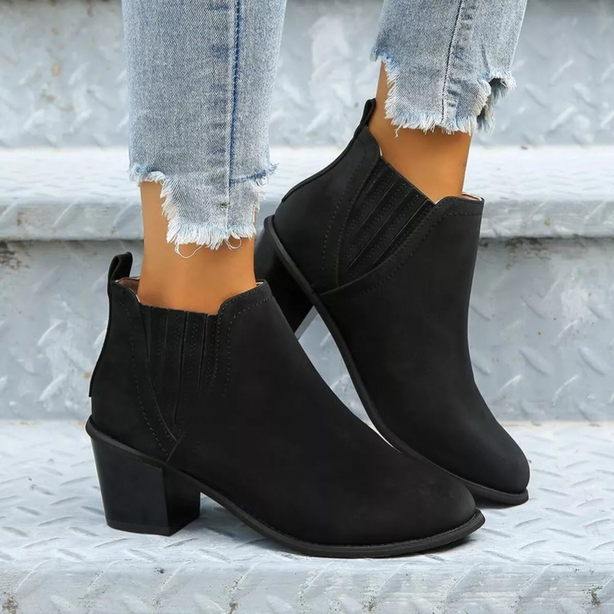 Point Toe Block Heels Boots