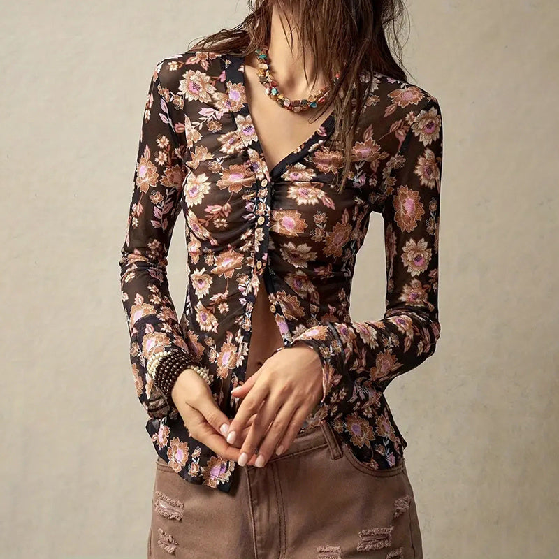 Women's Button-Down Floral Shirts