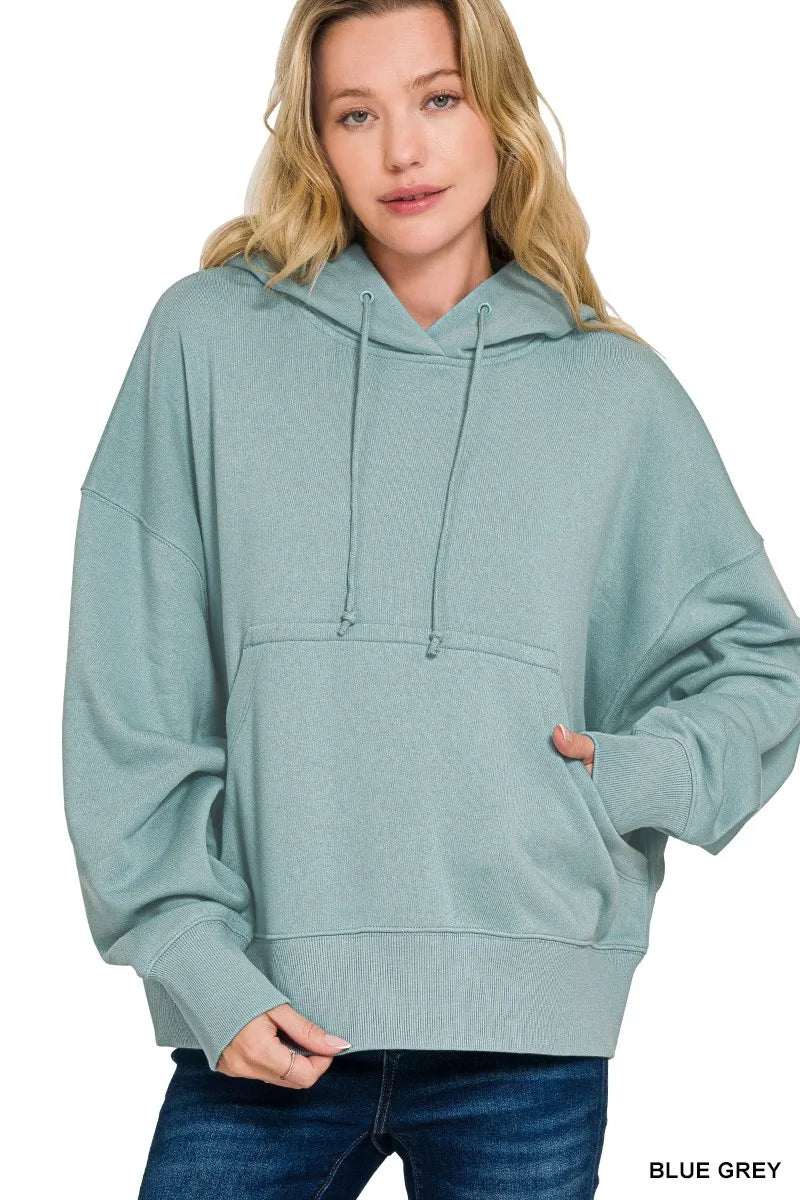 Zenana Oversized Fleece Kangaroo Pocket Hoodie