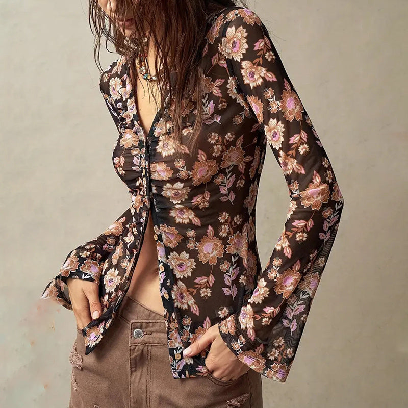 Women's Button-Down Floral Shirts