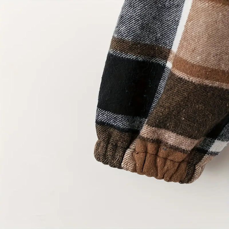 Elegant Plaid Hooded Jacket