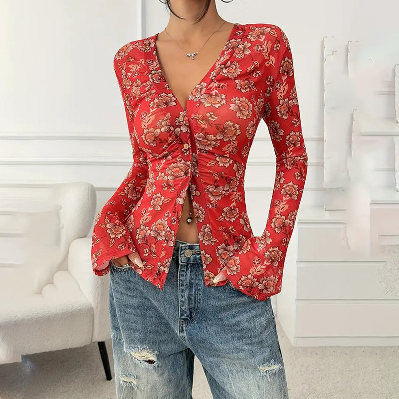 Women's Button-Down Floral Shirts
