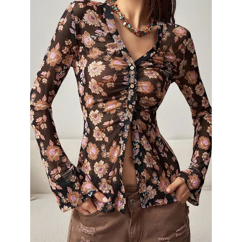 Women's Button-Down Floral Shirts